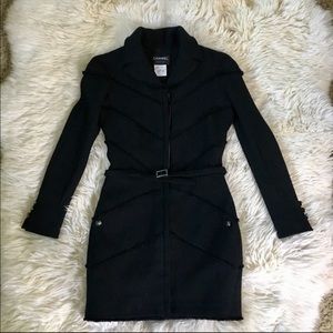 Chanel 08A collection slim sample black wool coat